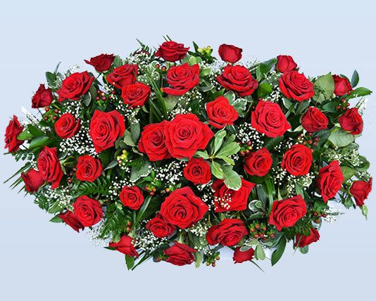 Casket Top Roses Funeral Tribute