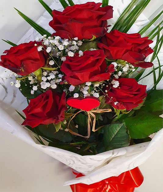 Valentines Flowers - 6 Long Stemmed Roses
