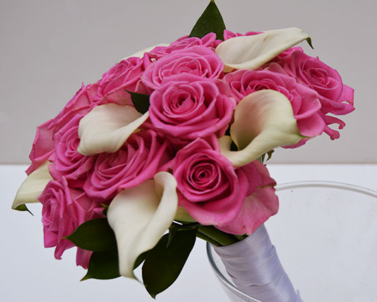Wedding Bouquet Pink Roses & White Lilies