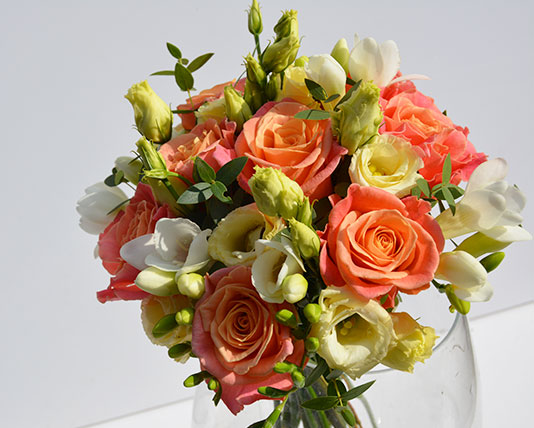 Wedding Bouquet Orange Roses & White Lilies