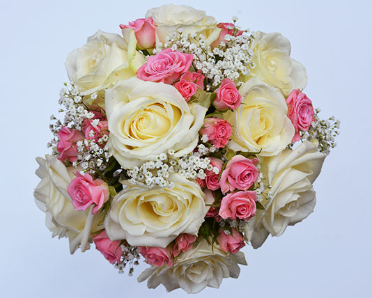 Wedding Bouquet White & Pink Roses