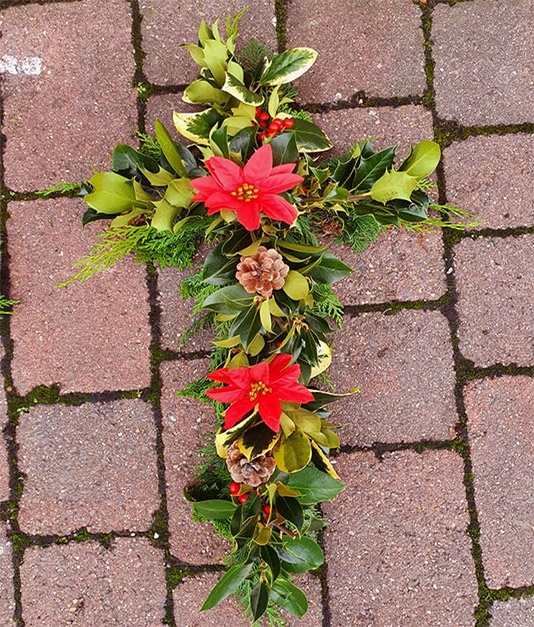 Christmas Flowers - Large Holly Cross