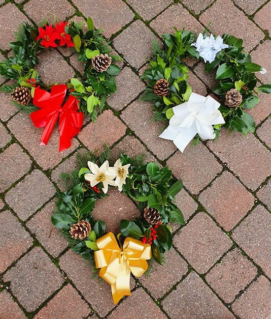 Christmas Flowers - Large Holly Wreaths